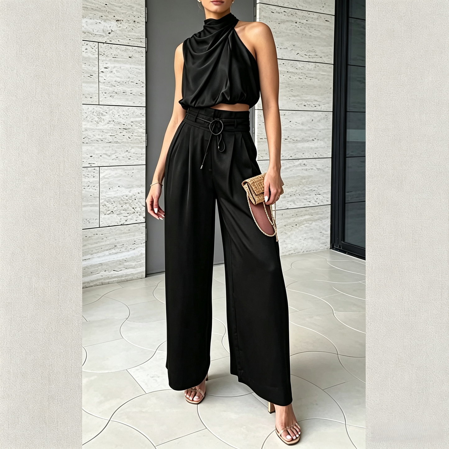 Ensemble Satin Deux Pièces